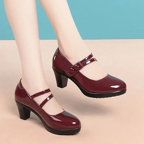 S7b6260871fb846c192a711f9b787dcf4D.webp Burgundy Mary Janes Block Heel Office Pumps