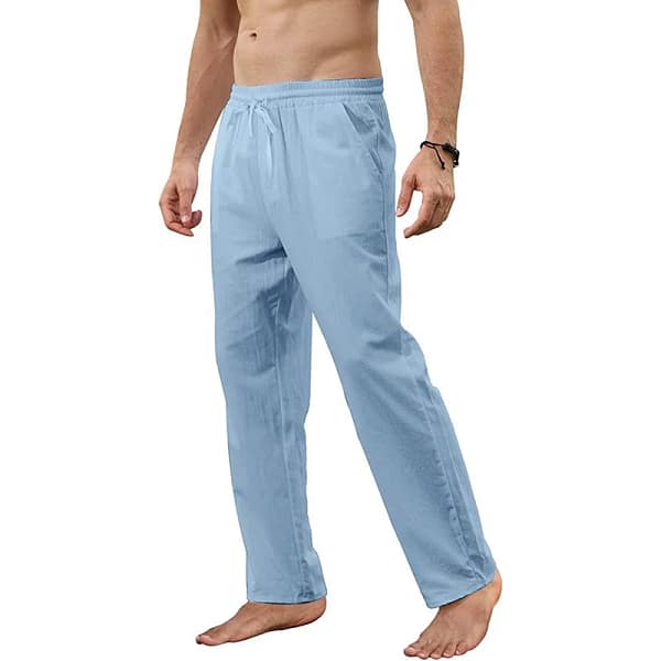 Linen Pants Men Cotton Casual Breathable