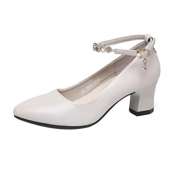 S89d006cc4c9c4e838281c10264e425f8f.webp Black Pearl Ankle Strap Heels | Block Heel Pumps - Becon Stores