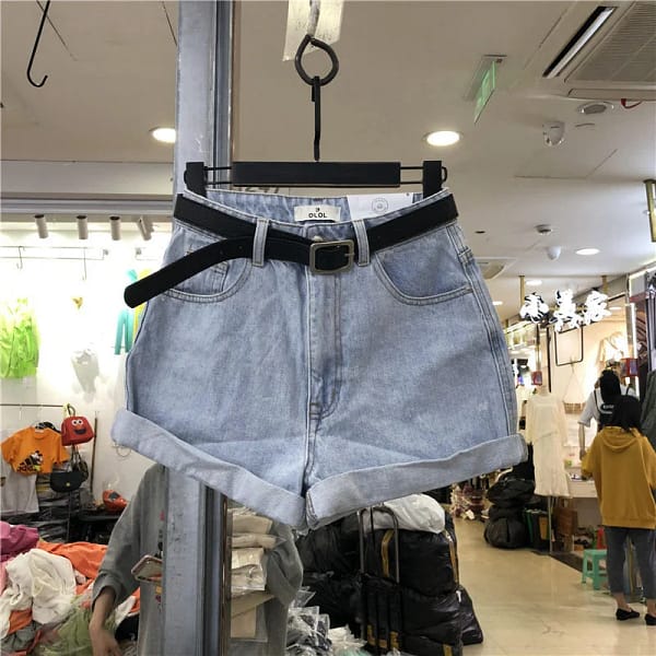 Black Denim Shorts High Waist Women