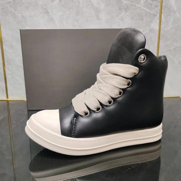 Thick Sole High Top Sneakers | Black White Fashion