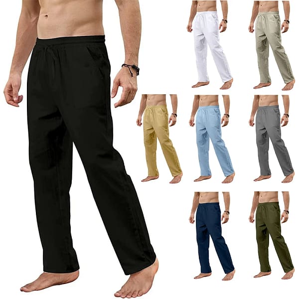 Linen Pants Men Cotton Casual Breathable