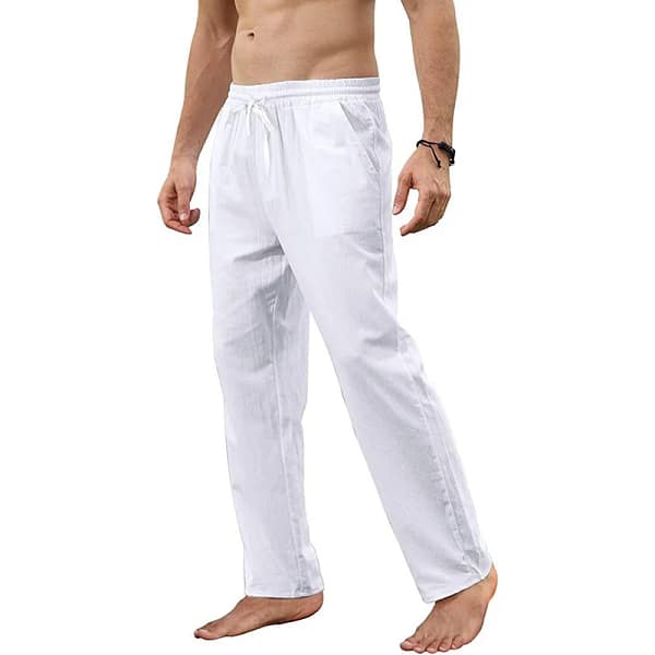 Linen Pants Men Cotton Casual Breathable