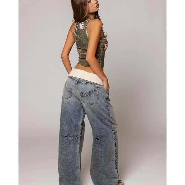 Embroidered Baggy Jeans Streetwear Cargo