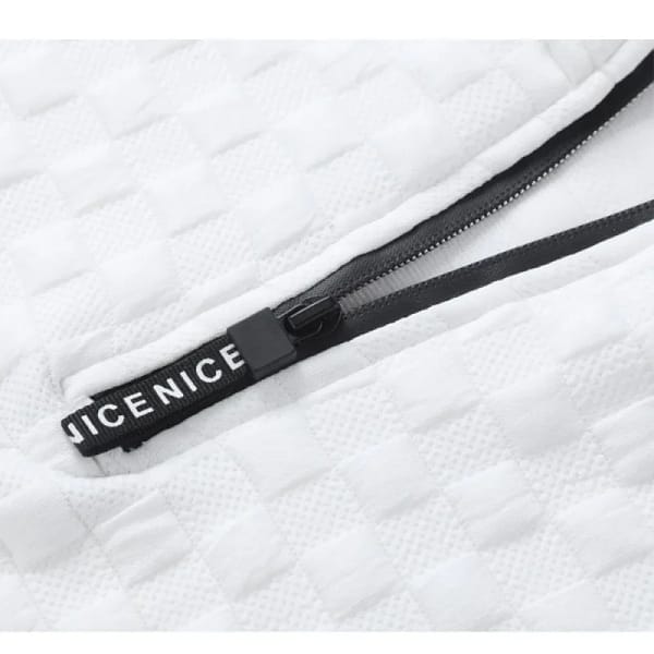 White Quarter Zip Sweatshirt Men | Mock Neck