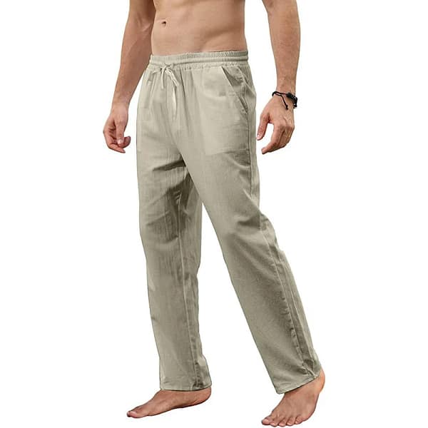 Linen Pants Men Cotton Casual Breathable