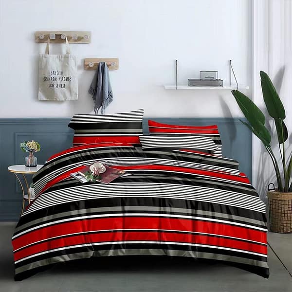 red & black striped duvet cover set — modern king size bedding