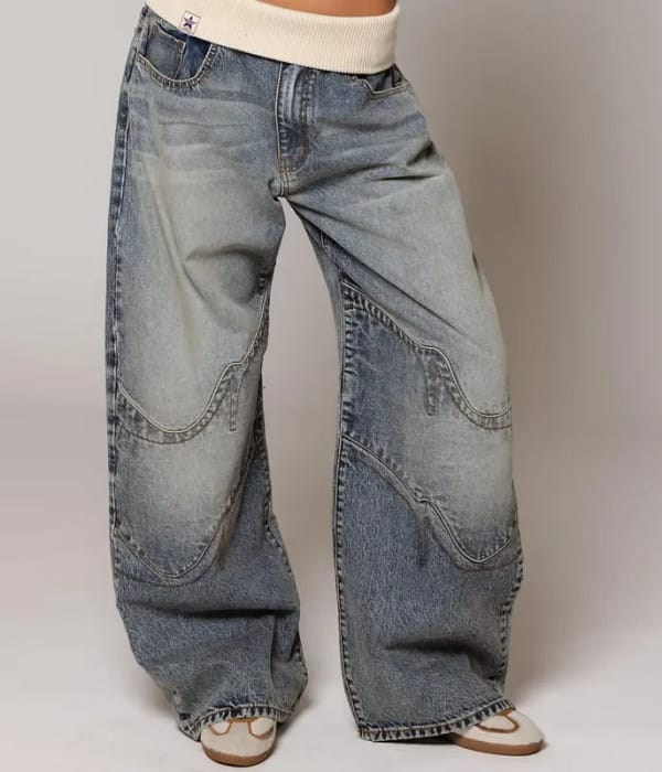Embroidered Baggy Jeans Streetwear Cargo