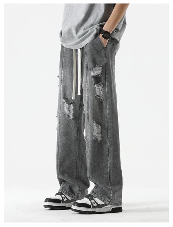 S94f236ffb91544298c8f7a7bfe2e9df9t.webp Light Blue Jeans Ripped Men Loose Fit