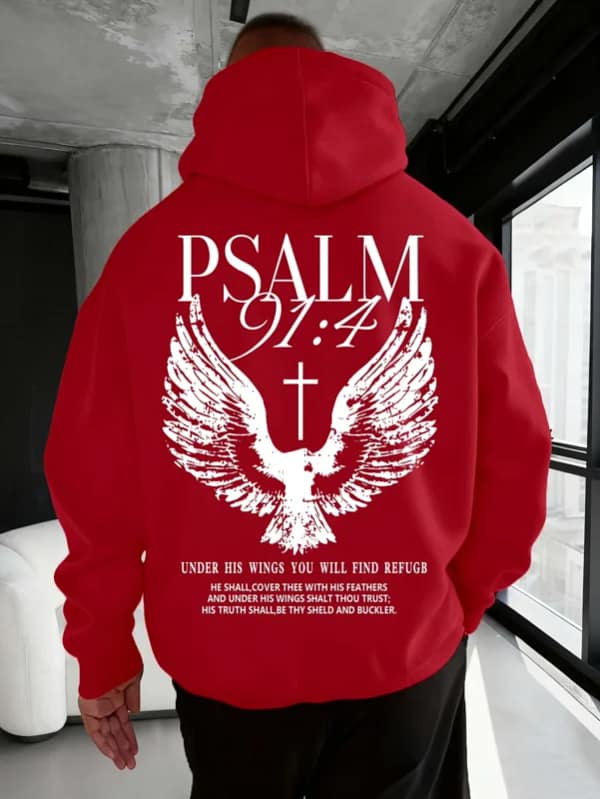 Psalm 91 Hoodie Christian Angel Wings