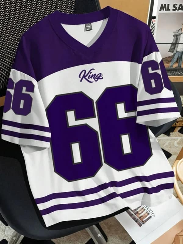 2025 summer new V-neck men's casual T-shirt Chicago letter-printed polyester pullover summer daily outdoor street wear clothes