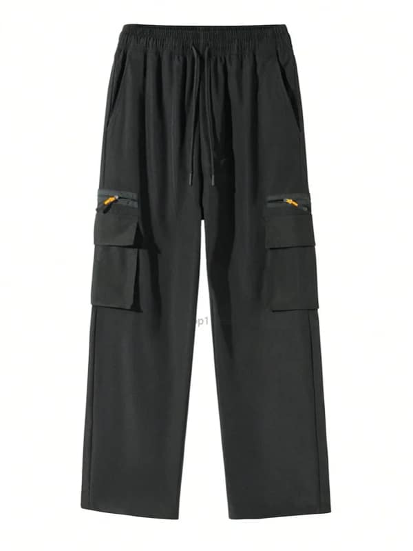 Black Cargo Pants Men Zipper Tactical Outdoor