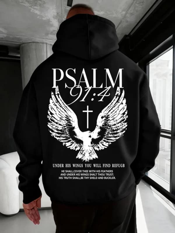 Psalm 91 Hoodie Christian Angel Wings