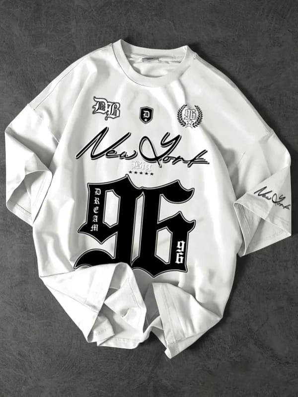 Summer 2025 New Men's T-shirt 96 printed digital baseball jacket casual sports polyester men's T-shirt