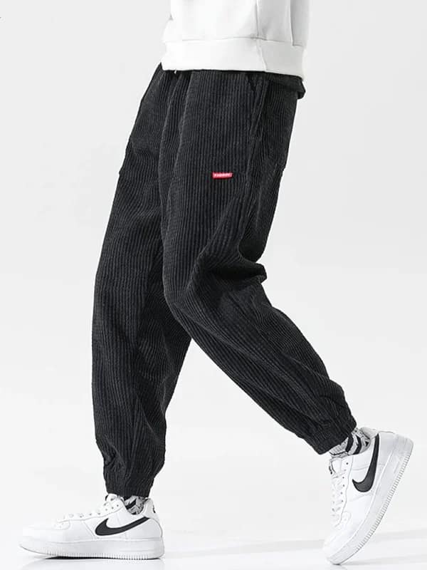 Corduroy Joggers Men Baggy Thermal Fleece