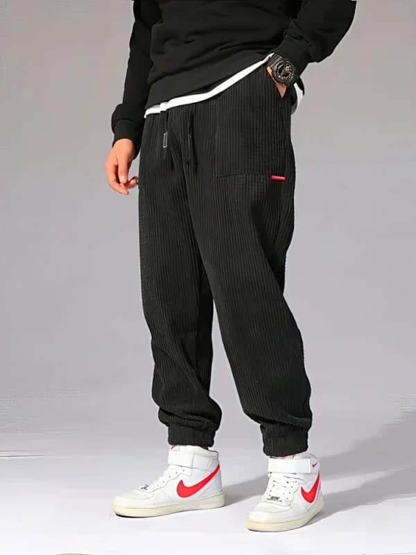 Corduroy Joggers Men Baggy Thermal Fleece