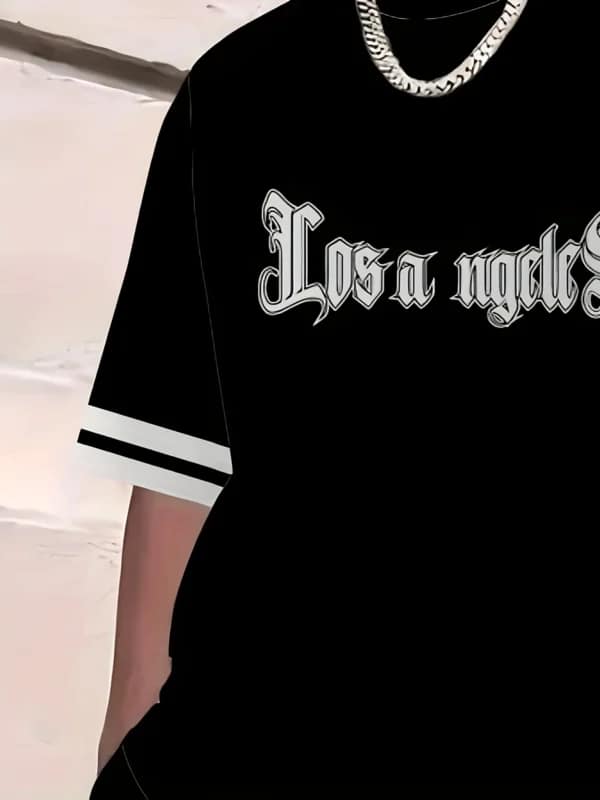 Men's Gothic Streetwear Set | Letter Print Basketball Style