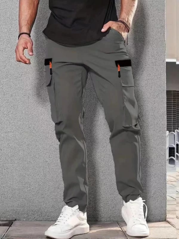 Black Cargo Pants Men Zipper Tactical Outdoor