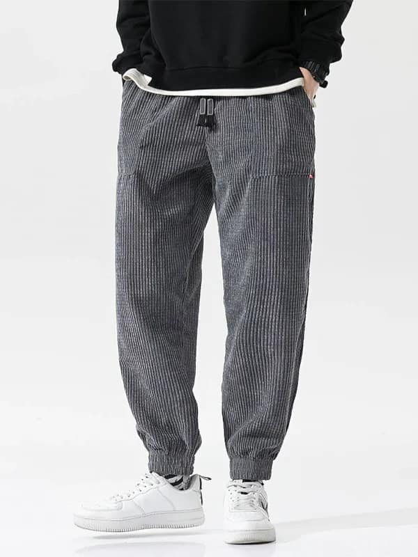 Corduroy Joggers Men Baggy Thermal Fleece