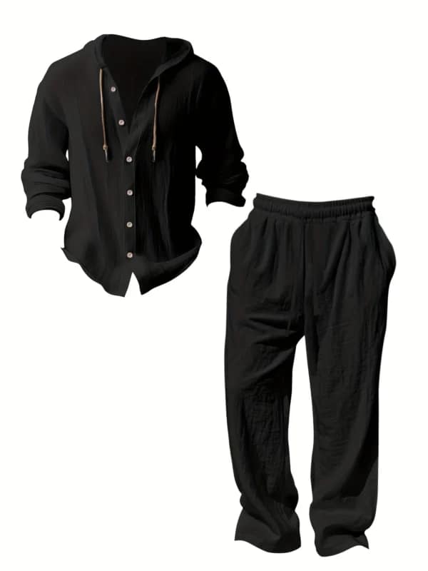 Men's Linen Shirt Pants Set | Breathable Beach Outfit
