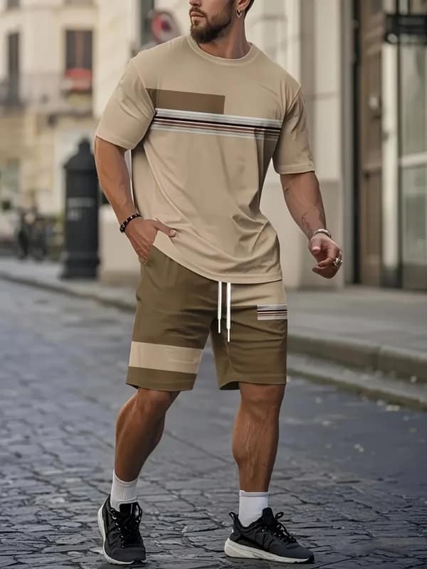 Sf3e2d06087c14a32bab146cf18e4a63cY.webp Summer 2025 Bestseller Men's short-sleeved suit Breathable casual and fashionable 3D printed outdoor streetwear